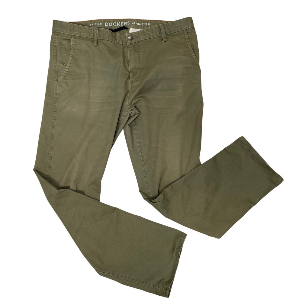 Dockers Original Alpha Khaki Mens Slim Fit Pants Olive Green Chinos 38x30